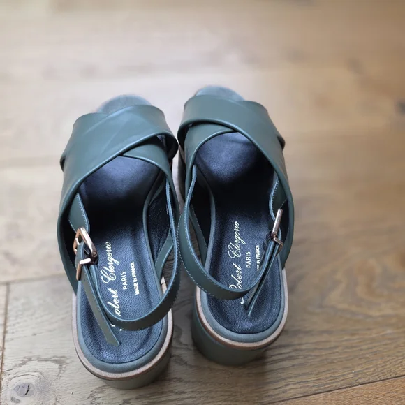 Robert Clergerie Green Leather Women's Sandals - Picture 4 of 9